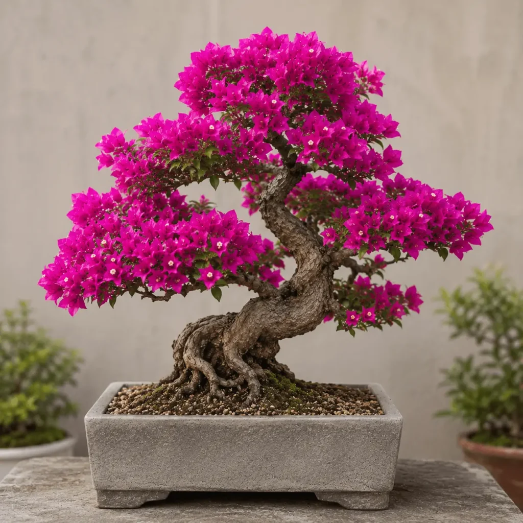 bouganvelia bonsai with pink flowers